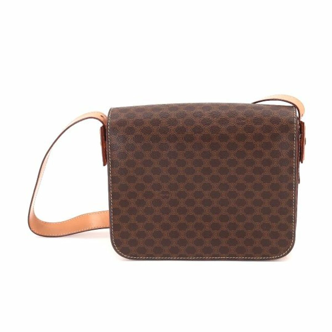 セリーヌ CELINE マカダム柄 ショルダー バッグ PVC レザー ブラウン