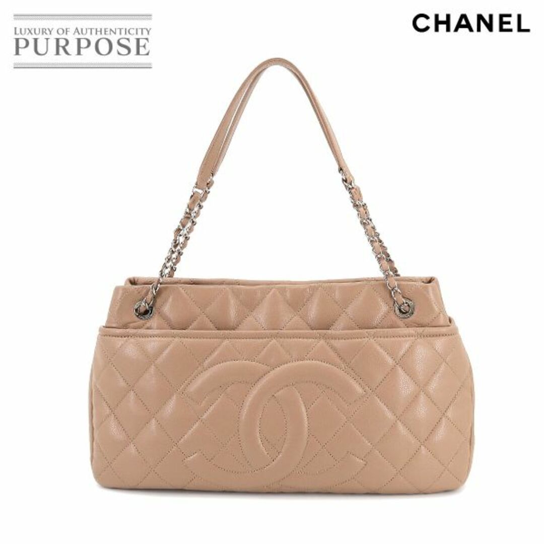 シャネル CHANEL キャビアスキン チェーン トート バッグ レザー ライトブラウン A67292 シルバー 金具 VLP 90189353