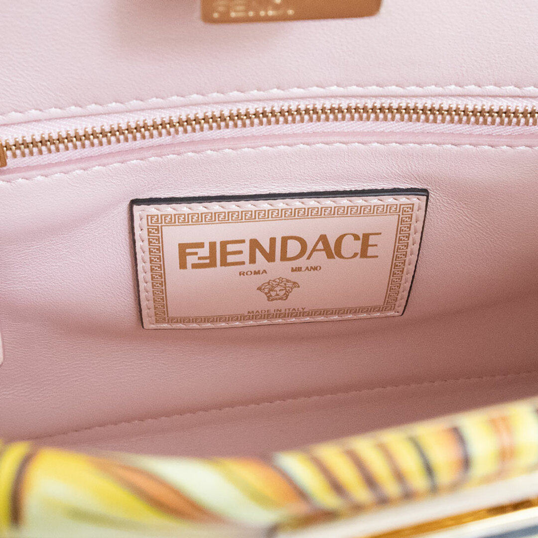 フェンディ ヴェルサーチ コラボ ミニ ピーカブー FENDACE フェンダーチェ 斜め掛け 2WAY ショルダー ハンドバッグ カーフスキン レザー ピンク イエロー ベージュ ゴールド金具 8BN244 FENDI（新品・未使用品）