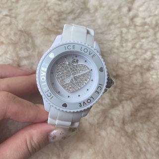 アイスウォッチ(ice watch)のice-Love ビッグホワイト★ ice wacth × スワロフスキーコラボ(腕時計)