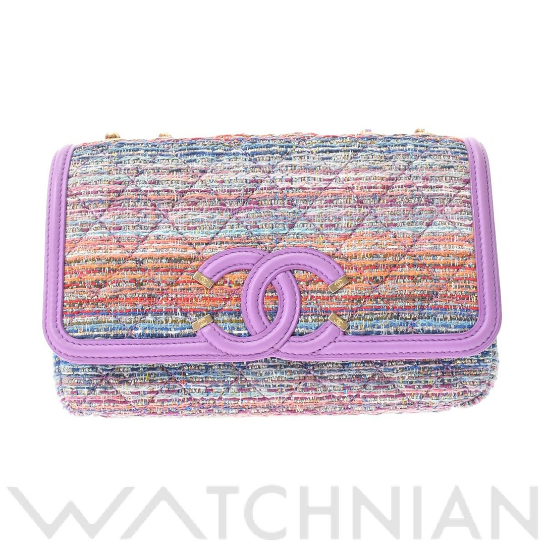 CHANEL(シャネル)の中古 シャネル CHANEL 29番台 レディース ショルダーバッグ CCフィリグリー パープル /マルチカラー /ゴールド金具 ツイード /カーフスキン レディースのバッグ(ショルダーバッグ)の商品写真