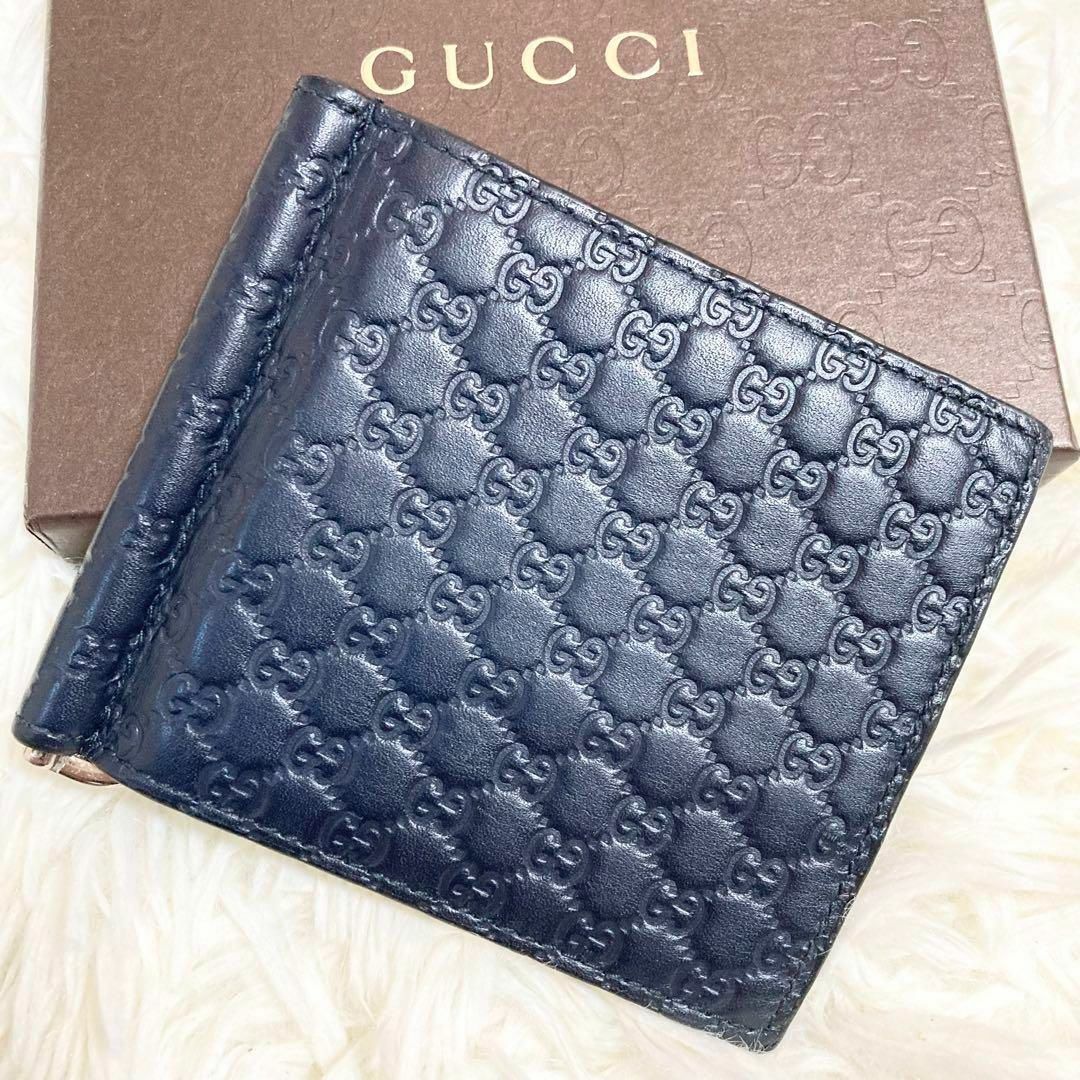 Gucci - 【未使用級】グッチ マネークリップ gg マイクロシマ レザー