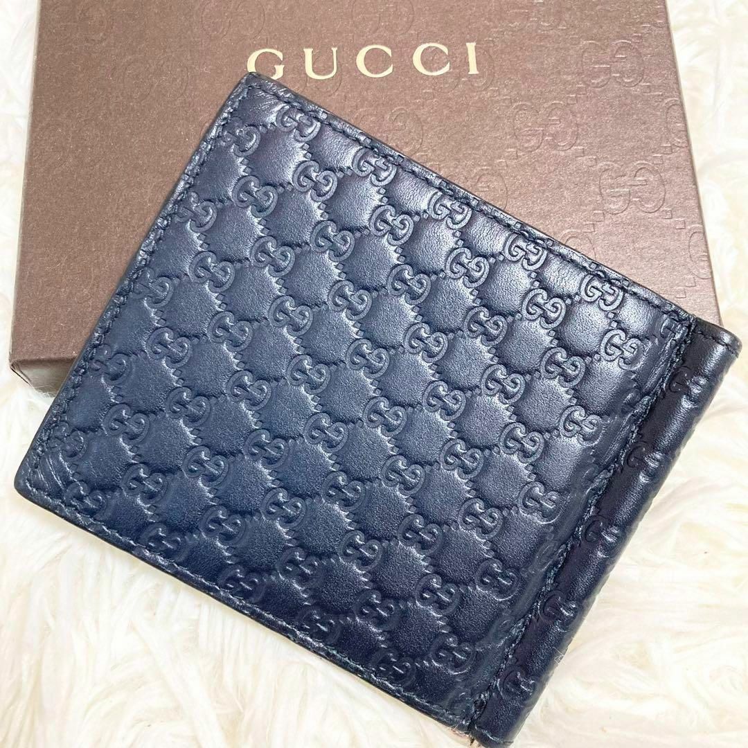 Gucci - 【未使用級】グッチ マネークリップ gg マイクロシマ レザー
