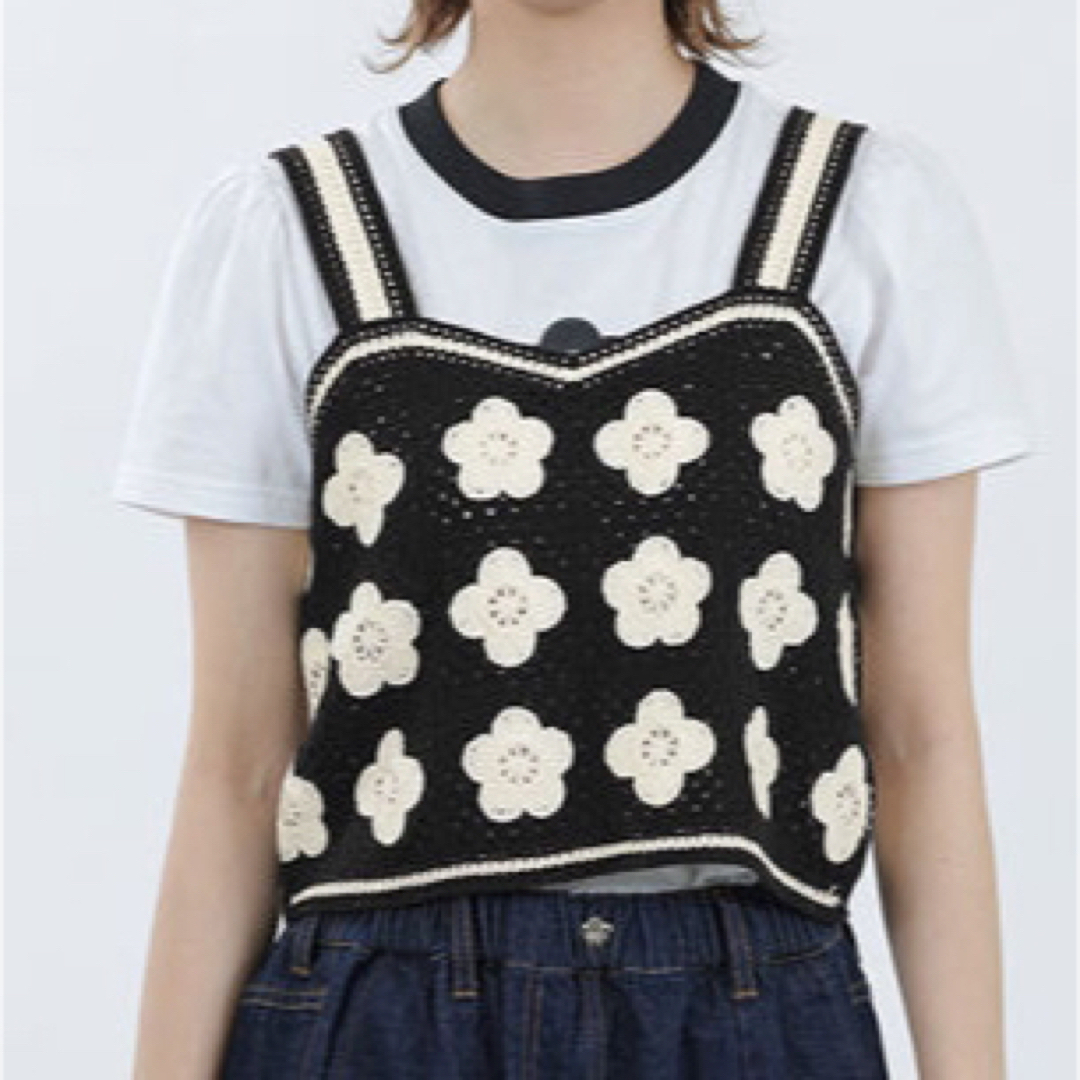 日本全国送料無料商品 特集 マリークワント - QUANT MARY デイジークロシェ 黒の ビスチェ ニット/セーター