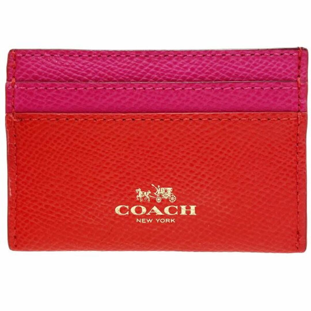 COACH(コーチ)のコーチ カードケース バイカラー レザー カードホルダー 革 レッド系 赤 レディースのファッション小物(名刺入れ/定期入れ)の商品写真