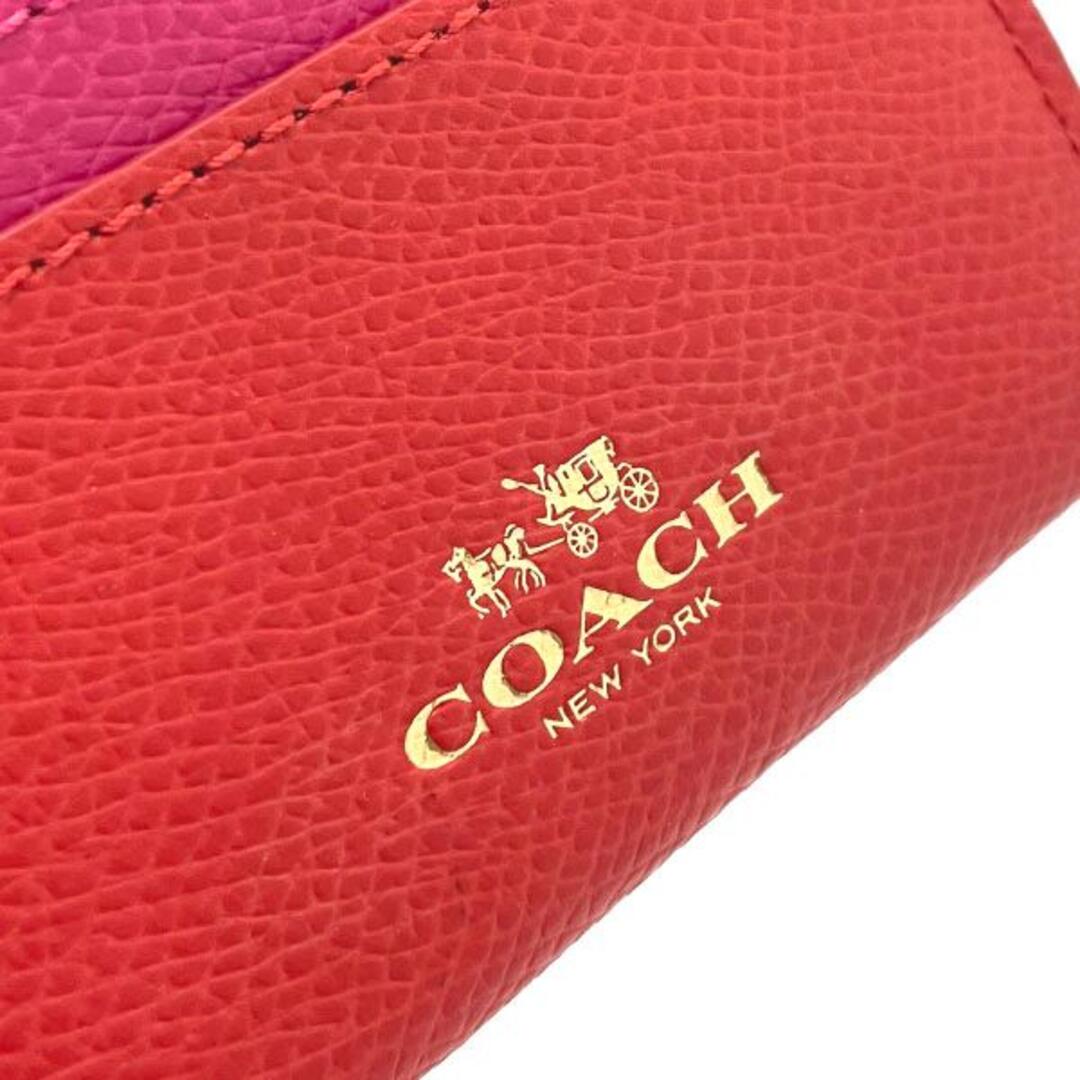 COACH(コーチ)のコーチ カードケース バイカラー レザー カードホルダー 革 レッド系 赤 レディースのファッション小物(名刺入れ/定期入れ)の商品写真