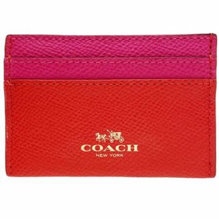 コーチ(COACH)のコーチ カードケース バイカラー レザー カードホルダー 革 レッド系 赤(名刺入れ/定期入れ)