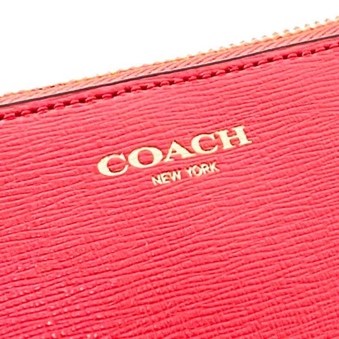 COACH(コーチ)のコーチ ポーチ レザー コスメティック ケース 革 コーラルオレンジ系 レディースのファッション小物(ポーチ)の商品写真