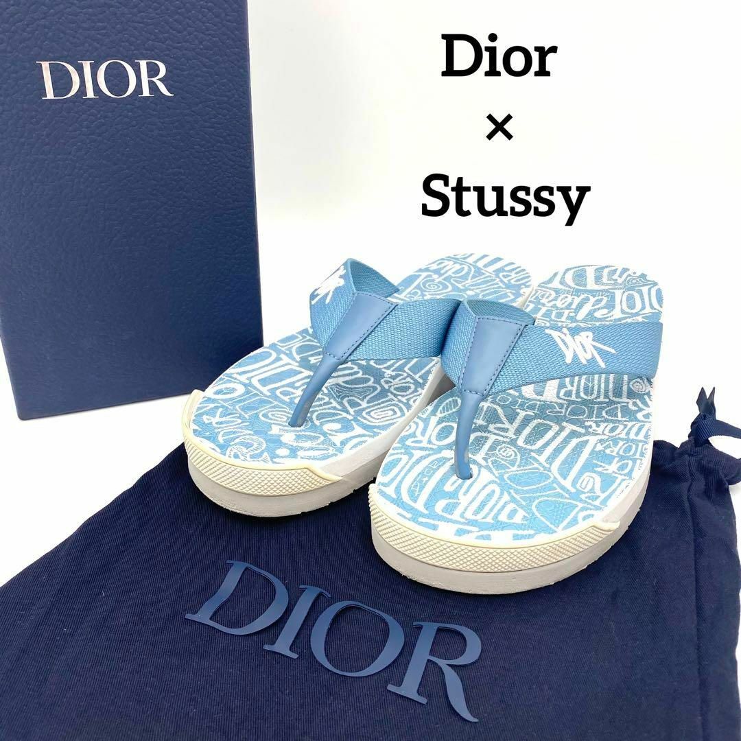 カラーブルーホワイト『Dior × Stussy』ディオール ステューシー (40) ビーチサンダル