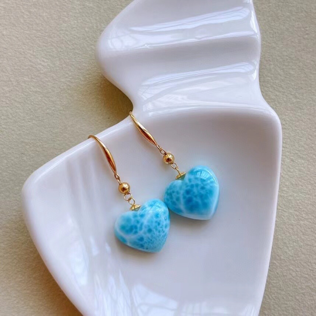 ⭐︎【天然】ラリマー ピアス k18 2.8g - ピアス