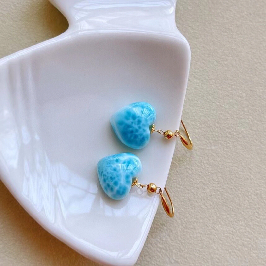 ⭐︎【天然】ラリマー ピアス k18 2.8gの通販 by Rui|ラクマ