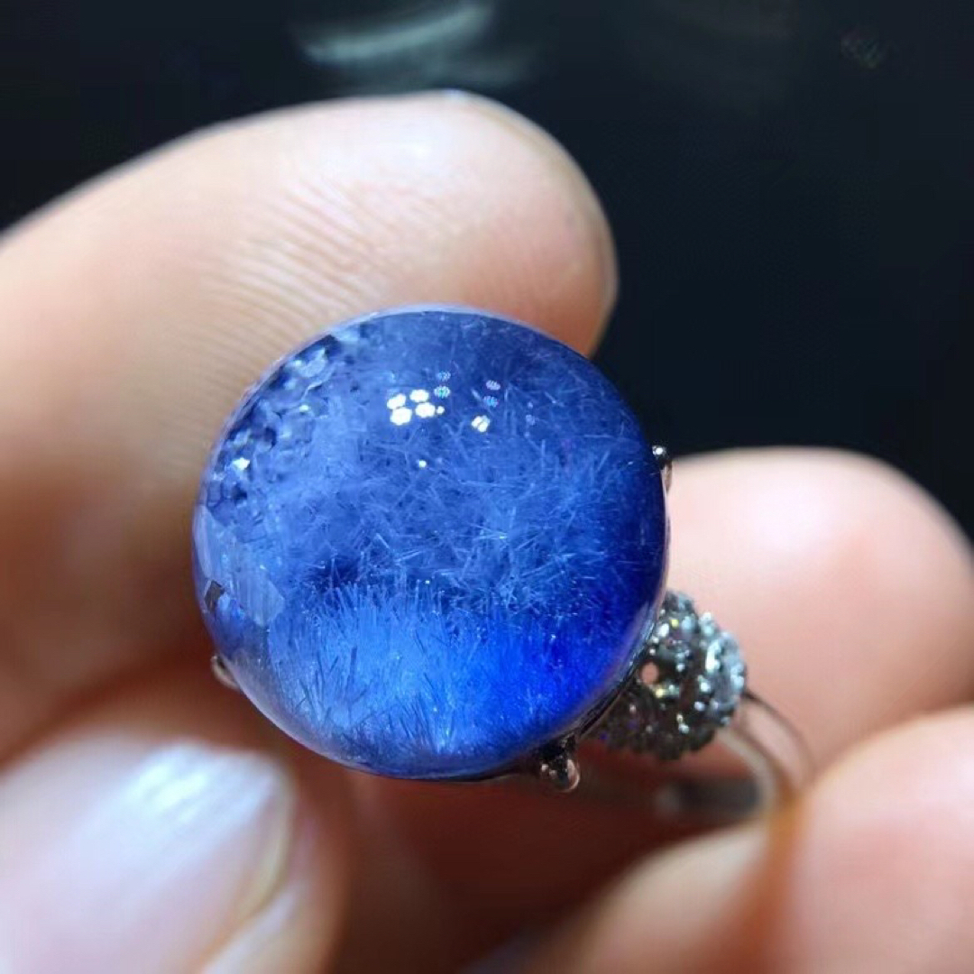 ⭐︎【天然】ブルールチル デュモルチエライト リング s925 12.2mm-