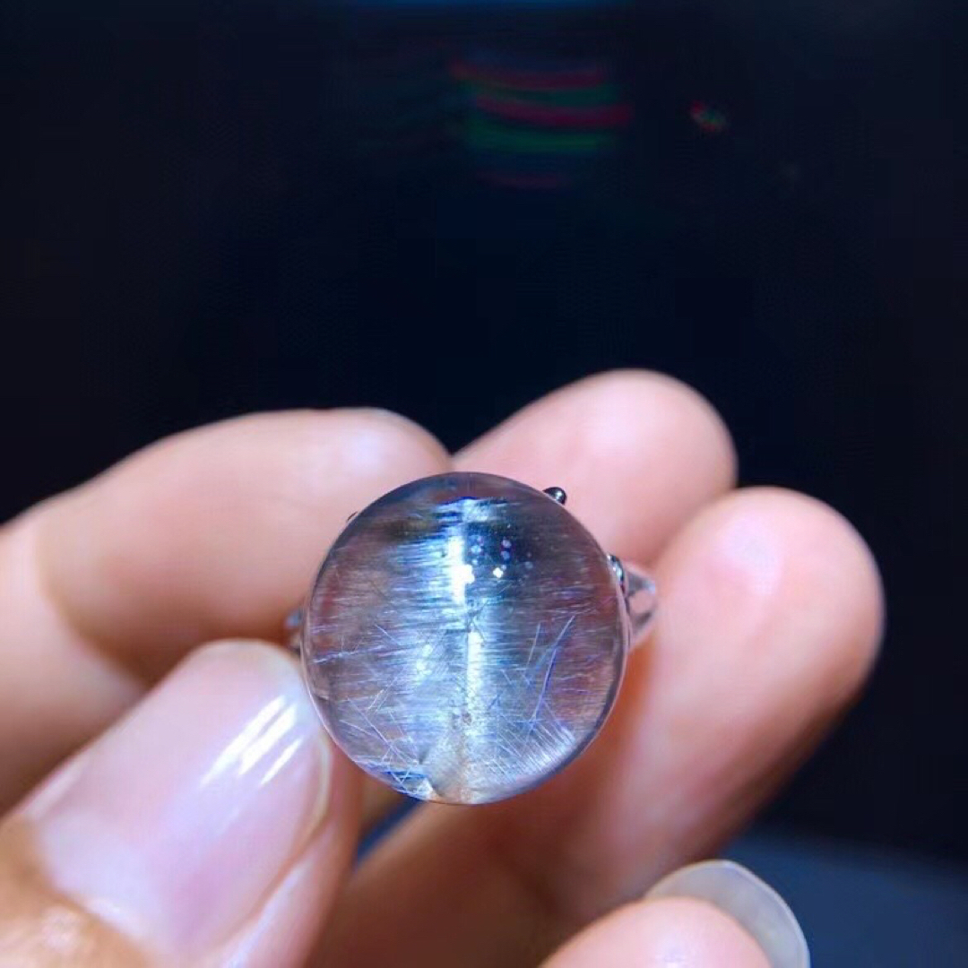 ⭐︎【高級】プラチナタイチンルチルクォーツ リング s925 13.6mm