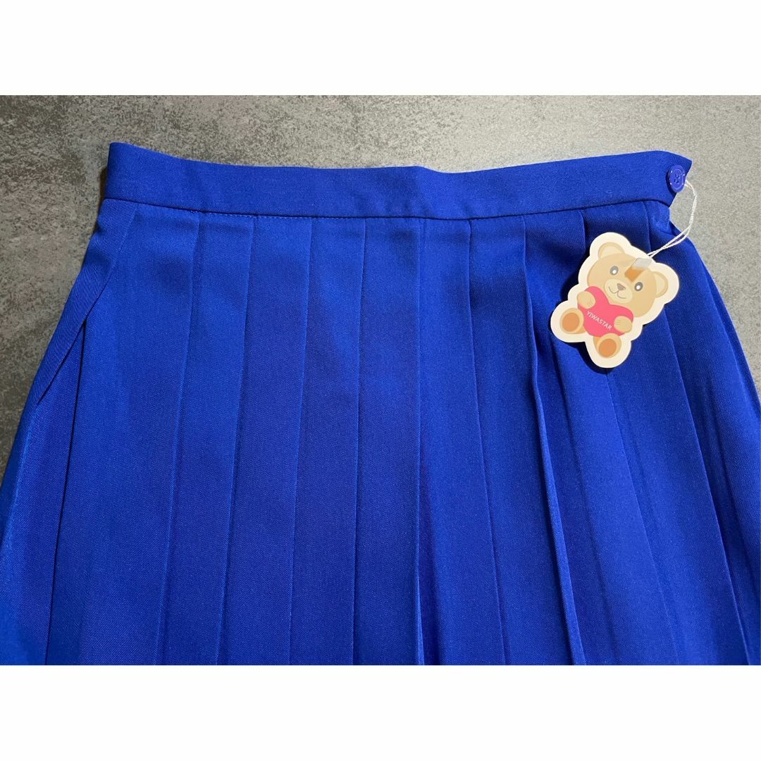 プリーツスカート　ブルー　S  レディースのスカート(ロングスカート)の商品写真