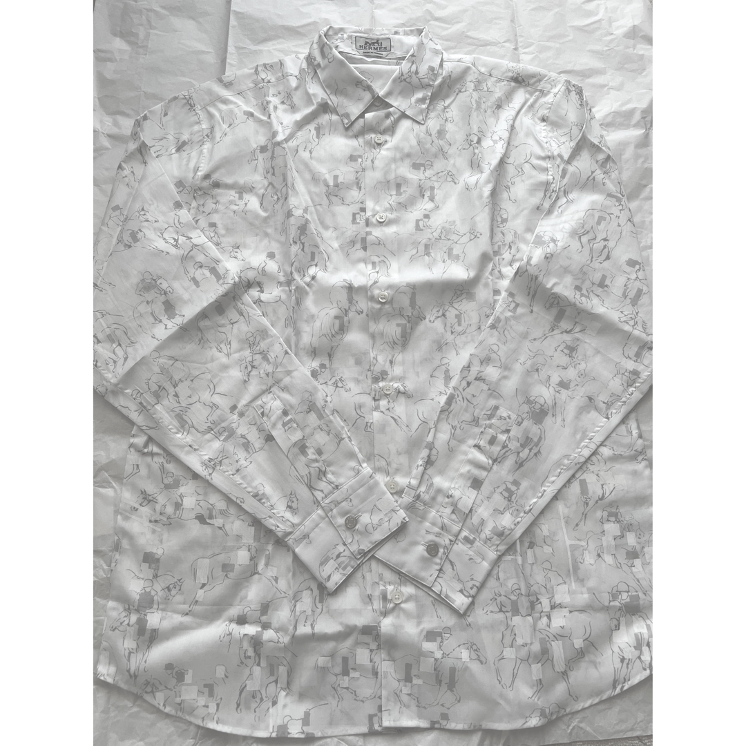 Hermes - 新品HERMES春夏23SSメンズシャツ白長袖ポロ白40