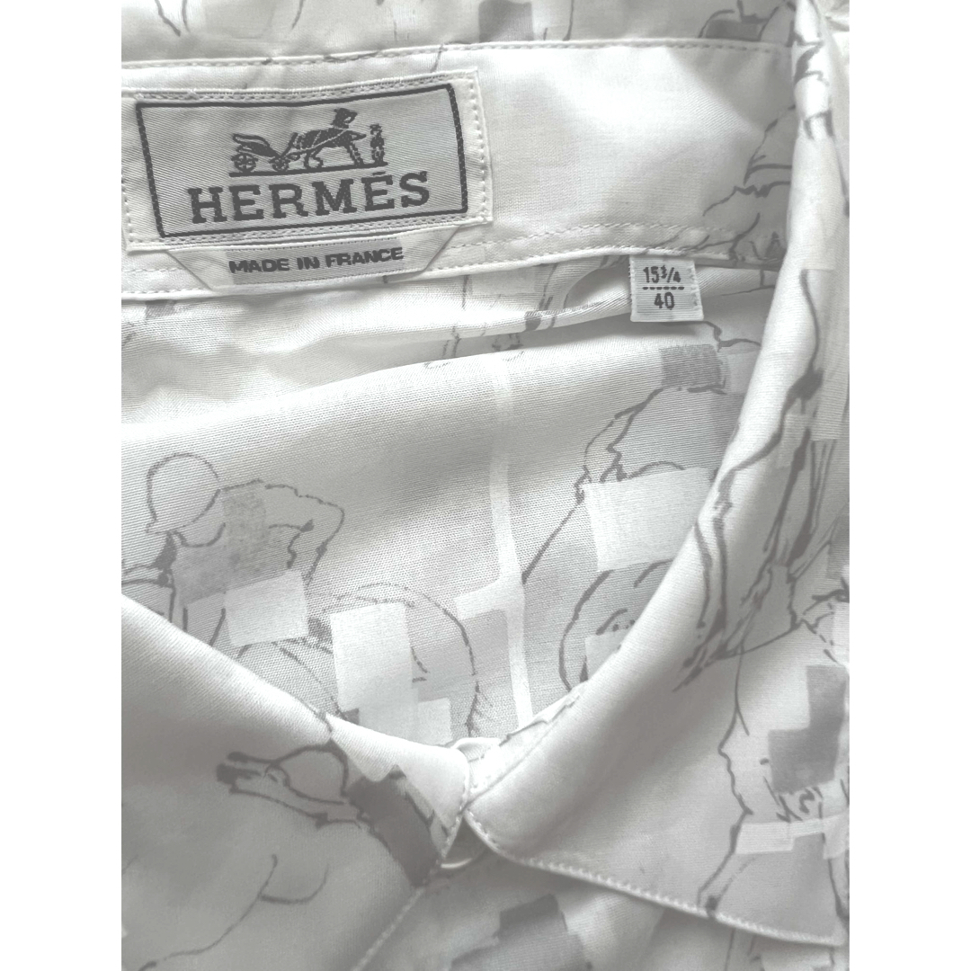 HERMES - 新品HERMES春夏23SSメンズシャツ白長袖ポロ白40 HERMES - 新品HERMES春夏23SSメンズシャツ白長袖ポロ白40