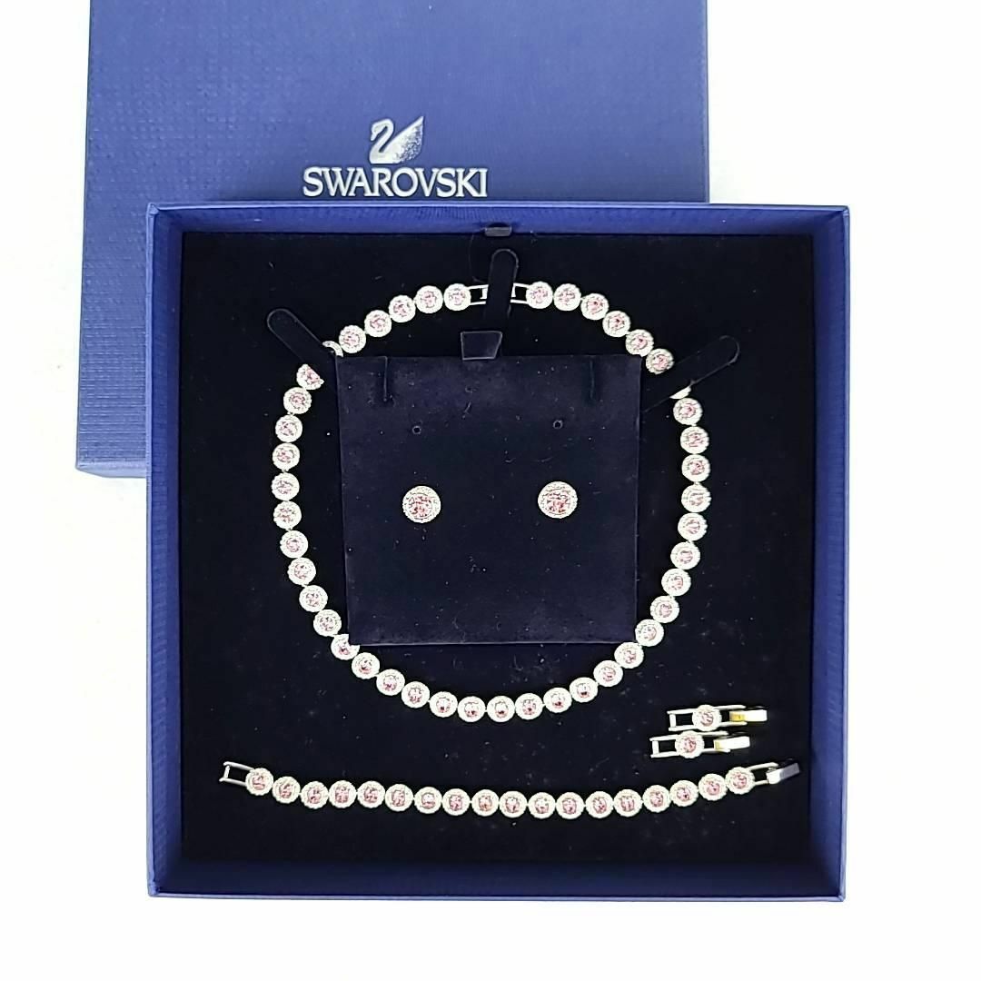 ☆【ほぼ新品】スワロフスキー ネックレス ピアス ブレスレット ピンク