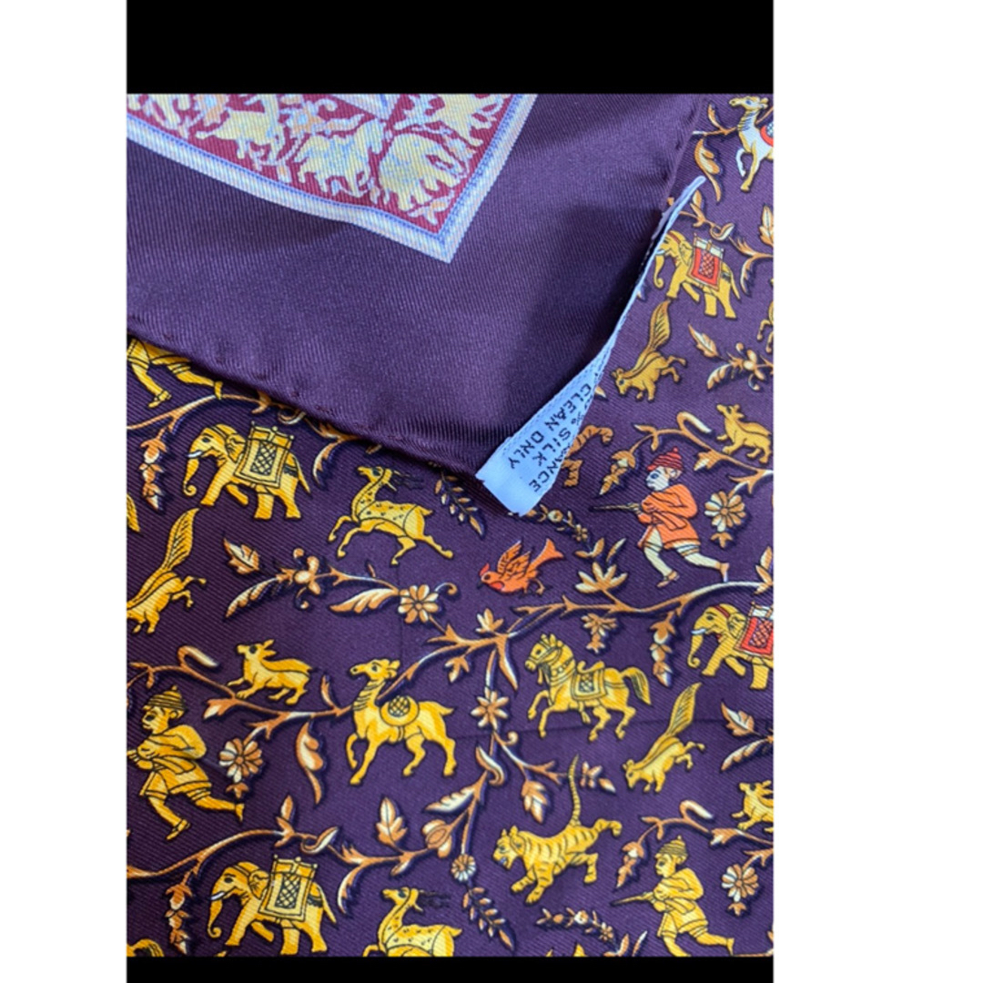 Hermes(エルメス)のエルメス　HERMES スカーフ　ミニスカーフ　カレ　パープル　ボルドー ハンドメイドのファッション小物(スカーフ)の商品写真