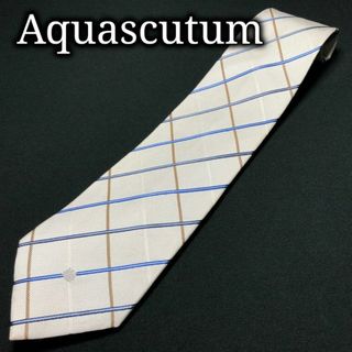 アクアスキュータム(AQUA SCUTUM)のアクアスキュータム ロゴチェック ライトグレー ネクタイ A106-V01(ネクタイ)