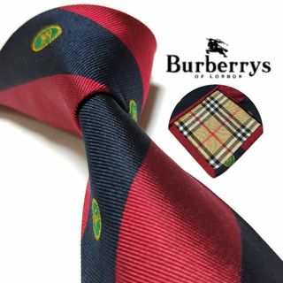 バーバリー(BURBERRY)のバーバリー　ネクタイ　ストライプ　ホースロゴ　ハイブランド　ノバチェック　光沢感(ネクタイ)