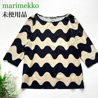 マリメッコ(marimekko)の未使用❋マリメッコ✨ピックロッキ M～L相当 カットソー Tシャツ 七分袖 黒(Tシャツ(長袖/七分))