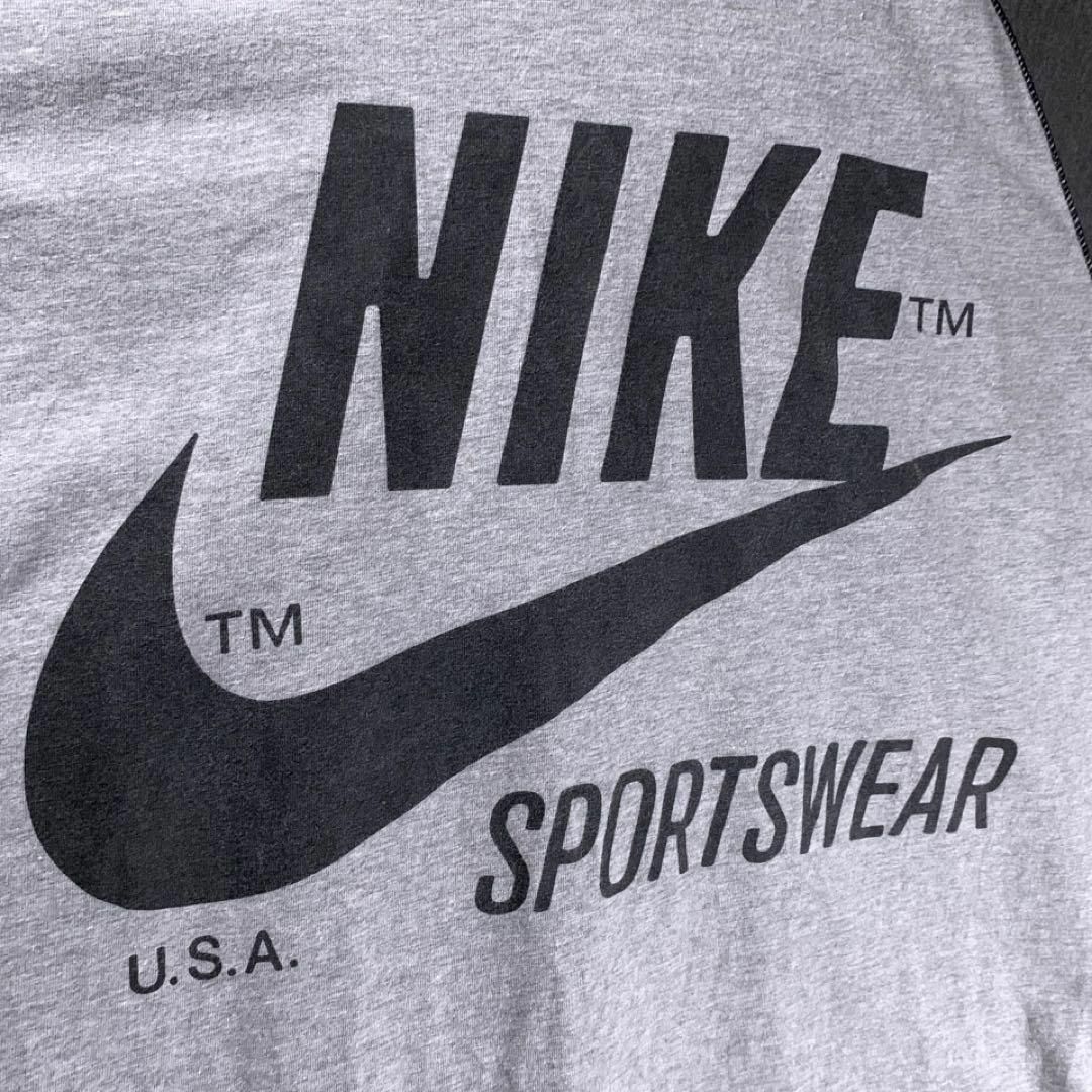 00s 古着 NIKE リンガー ラグラン ロング Tシャツ グレー XL