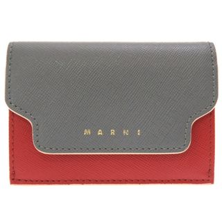 マルニ(Marni)のマルニ トリフォールドウォレット トランク レザー グレー レッド PFMOW02U23 三つ折り財布 財布 0120 【中古】 MARNI(コインケース)