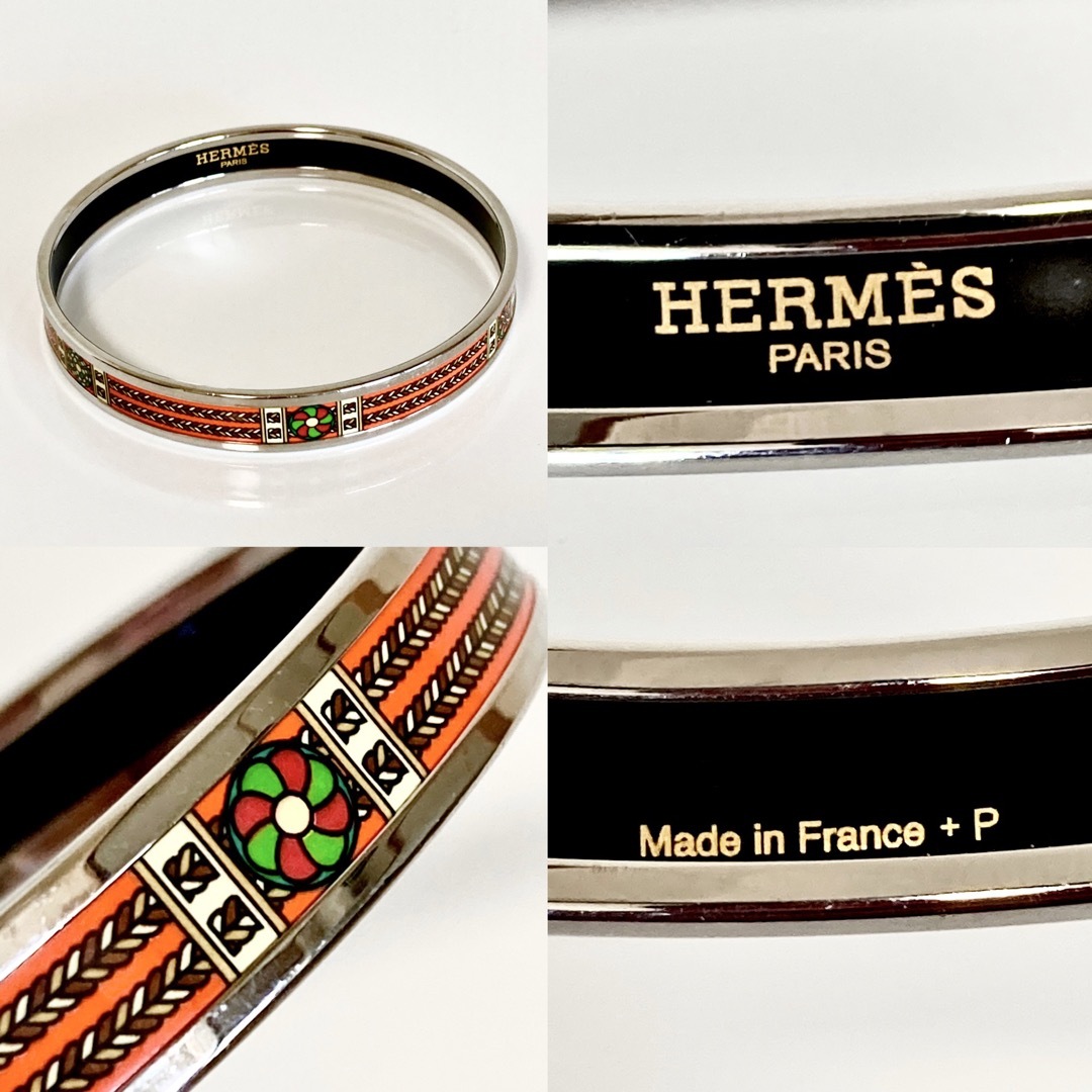 HERMES エルメス エマイユ バングル シルバー オレンジ 極美品☆