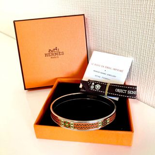 エルメス(Hermes)のHERMES エルメス エマイユ バングル シルバー オレンジ 極美品☆(ブレスレット/バングル)