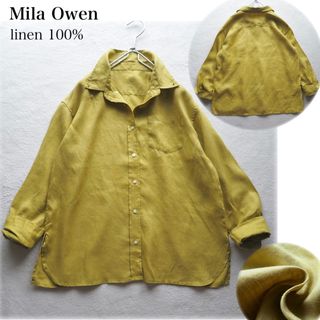 ミラオーウェン(Mila Owen)のMila Owen ピュアリネン100% リネンシャツ 長袖 羽織り ライム(シャツ/ブラウス(長袖/七分))