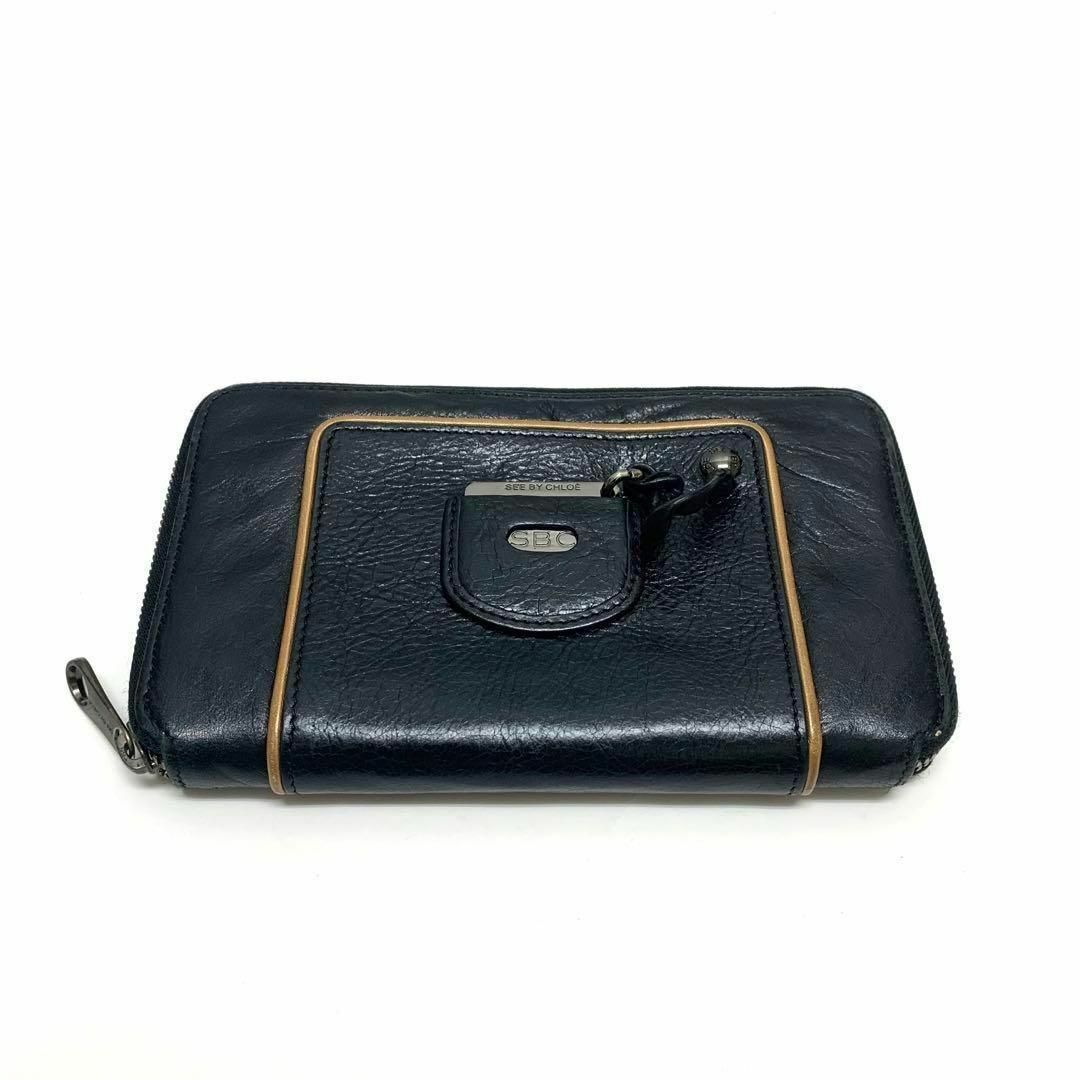 SEE BY CHLOE シーバイクロエ ラウンドジップ 長財布 黒 スエード