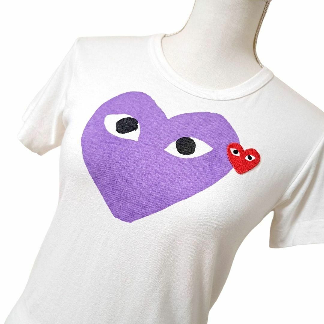 COMME des GARCONS(コムデギャルソン)のPLAY プレイコムデギャルソン パープル ハート Tシャツ 半袖 S レディースのトップス(Tシャツ(半袖/袖なし))の商品写真