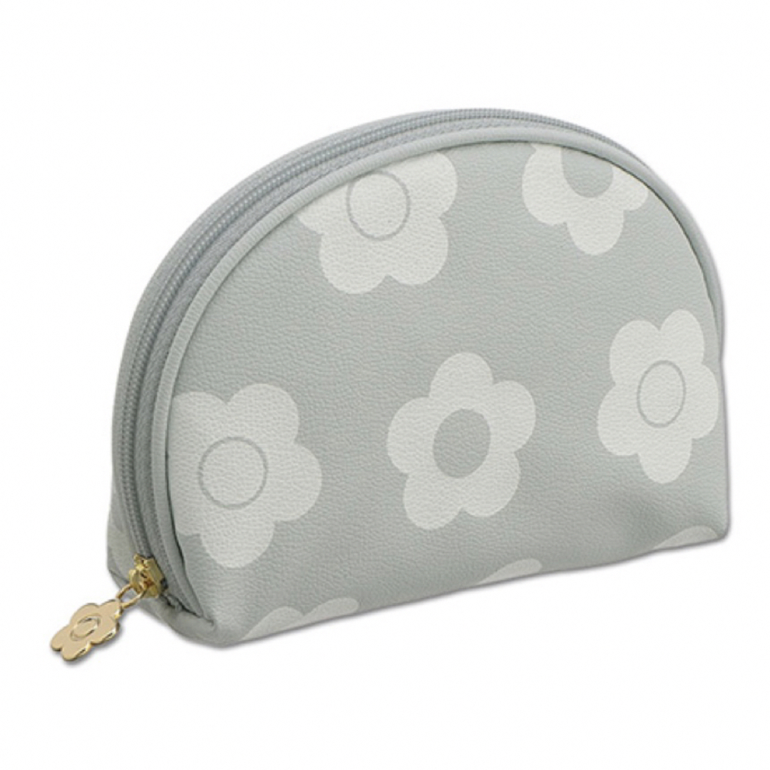 mary quant♡クラシカルデイジープリントシンプルラウンドポーチグレー新品