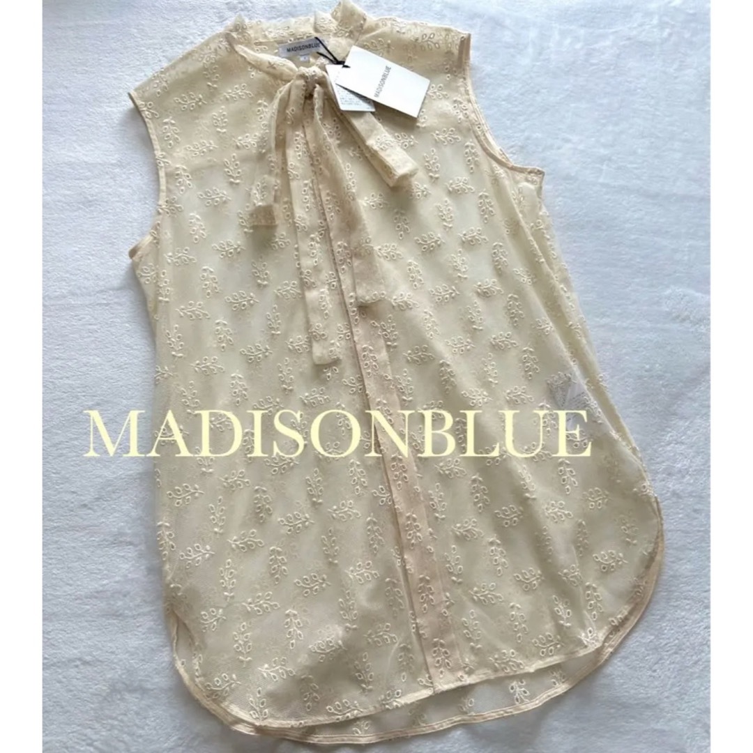 新品 MADISONBLUE 刺繍 ノースリーブ レース ブラウス リボン 00 ...