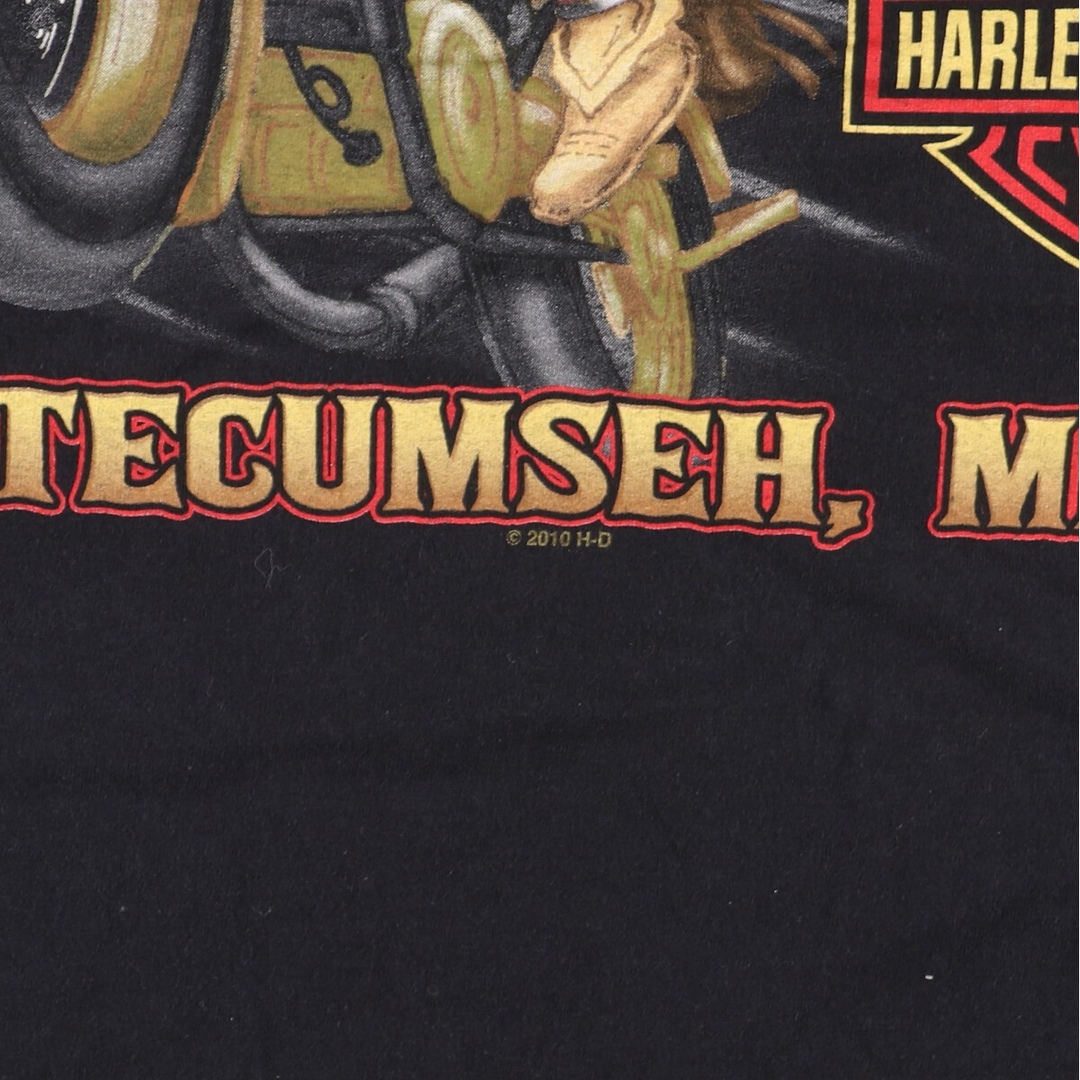 Harley Davidson(ハーレーダビッドソン)の古着 ハーレーダビッドソン Harley-Davidson Henes ヘインズ 両面プリント モーターサイクル バイクTシャツ メンズXL /eaa320414 メンズのトップス(Tシャツ/カットソー(半袖/袖なし))の商品写真