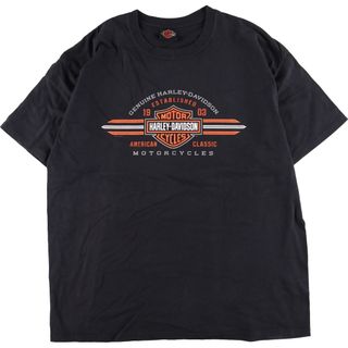 ハーレーダビッドソン(Harley Davidson)の古着 ハーレーダビッドソン Harley-Davidson Henes ヘインズ 両面プリント モーターサイクル バイクTシャツ メンズXL /eaa320414(Tシャツ/カットソー(半袖/袖なし))