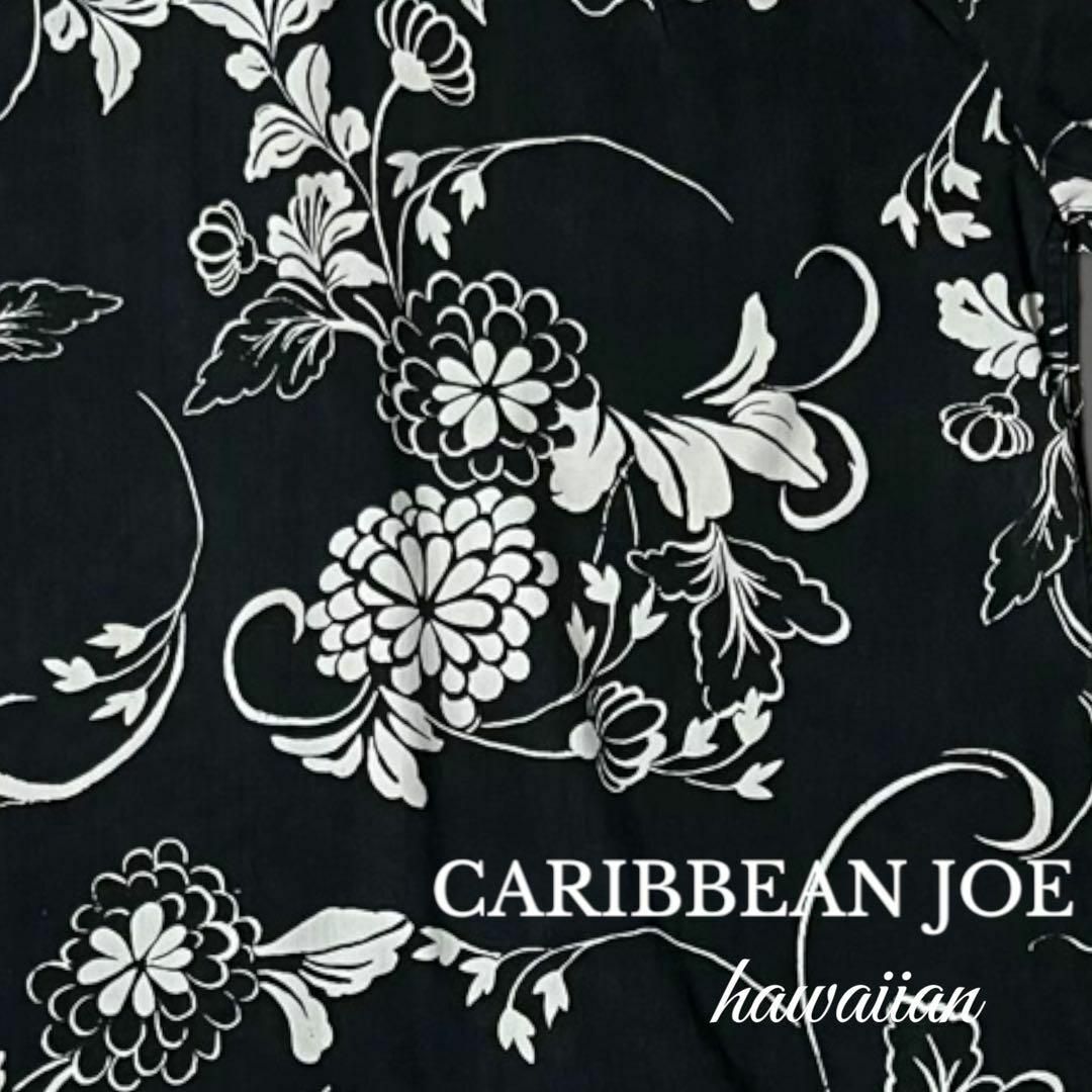 CARIBBEAN JOE】アロハシャツ 総柄 シルク 100% L ブラックの通販