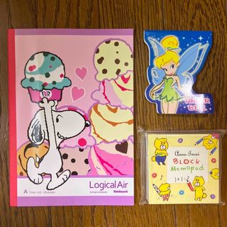 ノート　メモ帳　スヌーピー　ティンカーベル(ノート/メモ帳/ふせん)