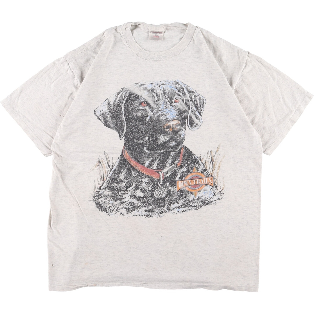 クルーネック半袖犬柄モデル形状PowerPro by ONEITA 犬柄 アニマルプリントTシャツ USA製 メンズXL ヴィンテージ /eaa357905