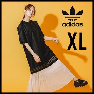 アディダス(adidas)の【ルーズフィット】adidas★Tシャツワンピース★チュニック★ドレス★黒★XL(ミニワンピース)