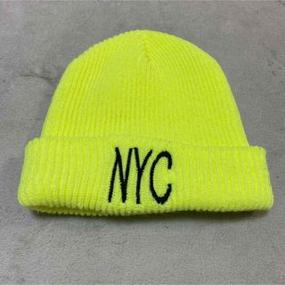 【美品】NYC ビーニー　ニットキャップ　イエロー(ニット帽/ビーニー)