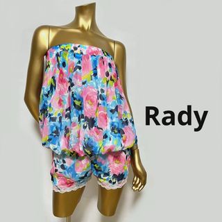 レディー(Rady)の【2969】Rady 花柄 ベアトップ ロンパース(サロペット/オーバーオール)