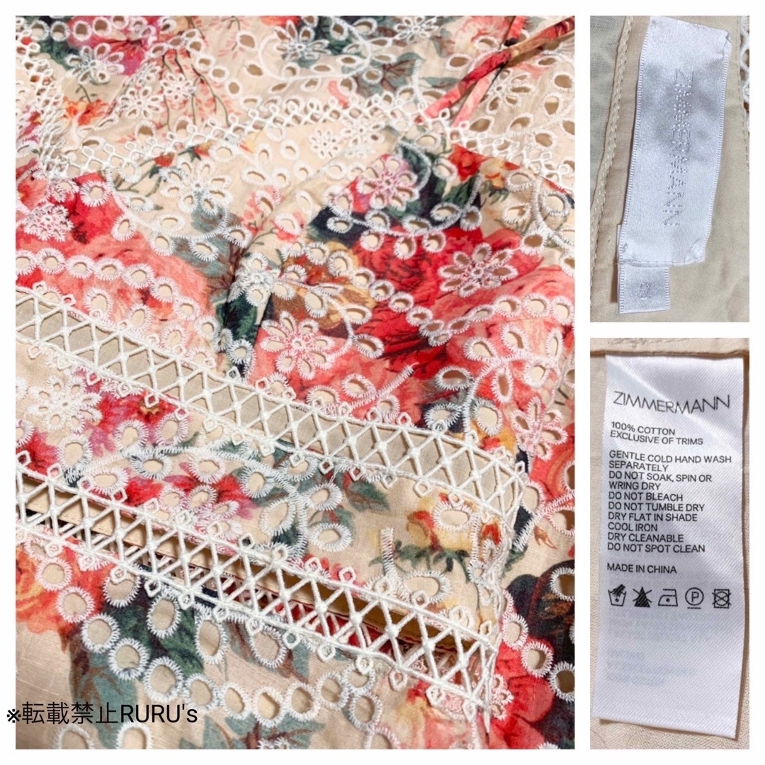美品 ジマーマンZimmermann フローラル×アイレットレース刺繍