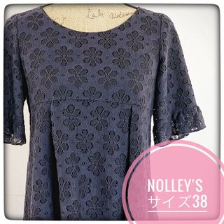 ノーリーズ(NOLLEY'S)のNOLLEY'S  ノーリーズ　カットワーク　レース　紺　サイズ38(シャツ/ブラウス(半袖/袖なし))