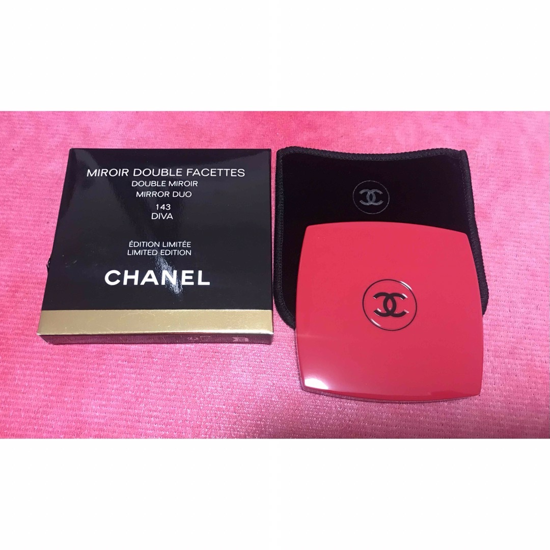 CHANEL シャネル 鏡 ミラー 143 DIVA 赤 ドゥーブルファセット