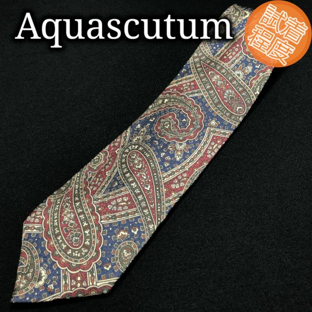 AQUA SCUTUM(アクアスキュータム)のアクアスキュータム ペイズリー ネイビー ネクタイ 試着程度 A107-A11 メンズのファッション小物(ネクタイ)の商品写真