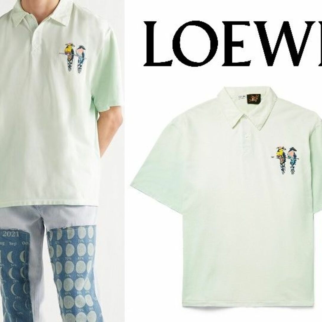 LOEWE(ロエベ)のLOEWE ロエベ ポロシャツ 鳥刺繍 半袖 緑 黄色 メンズのトップス(Tシャツ/カットソー(半袖/袖なし))の商品写真