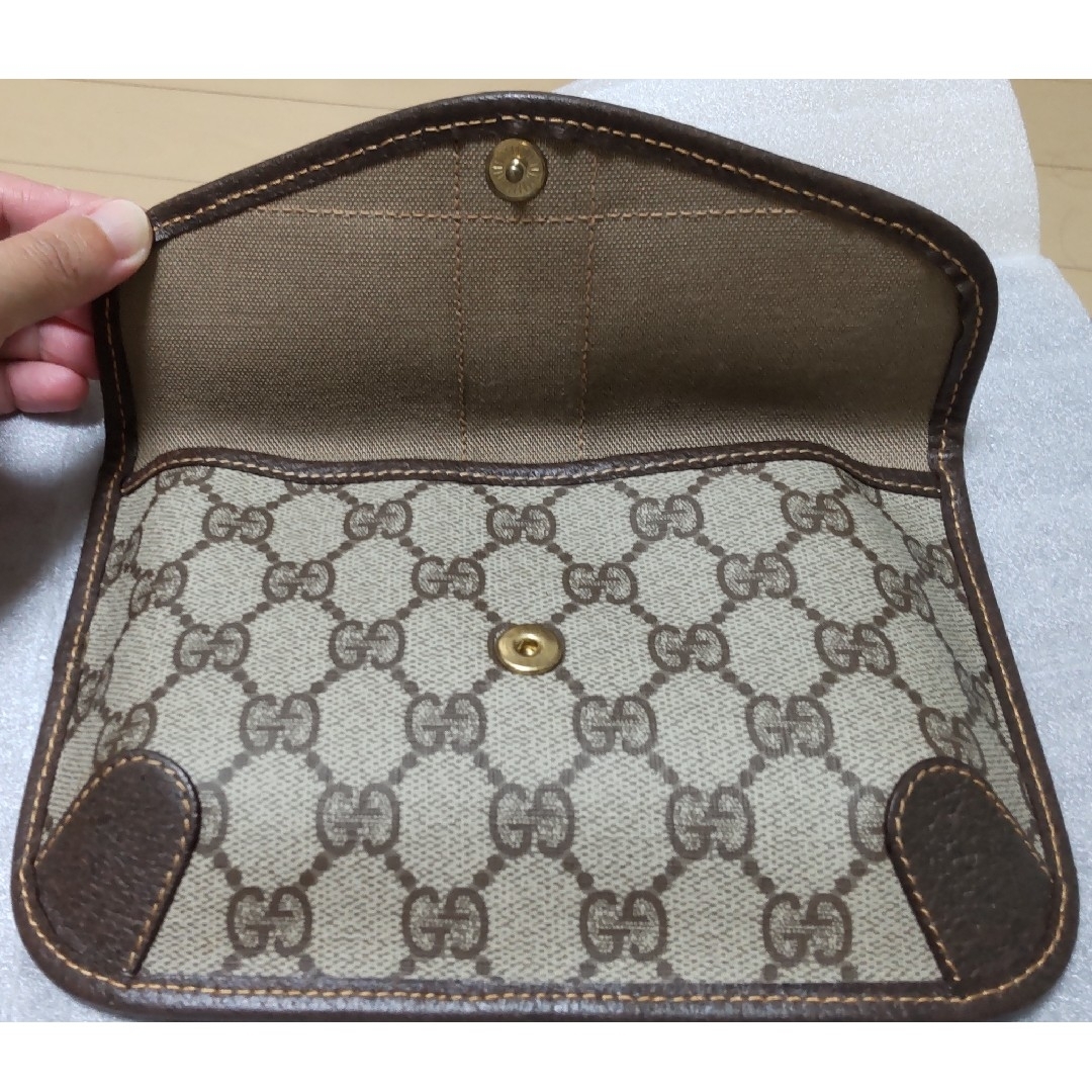 Gucci(グッチ)の【美品】GUCCI  オールドグッチ シェリーライン GG ポーチ ブラウン レディースのファッション小物(ポーチ)の商品写真