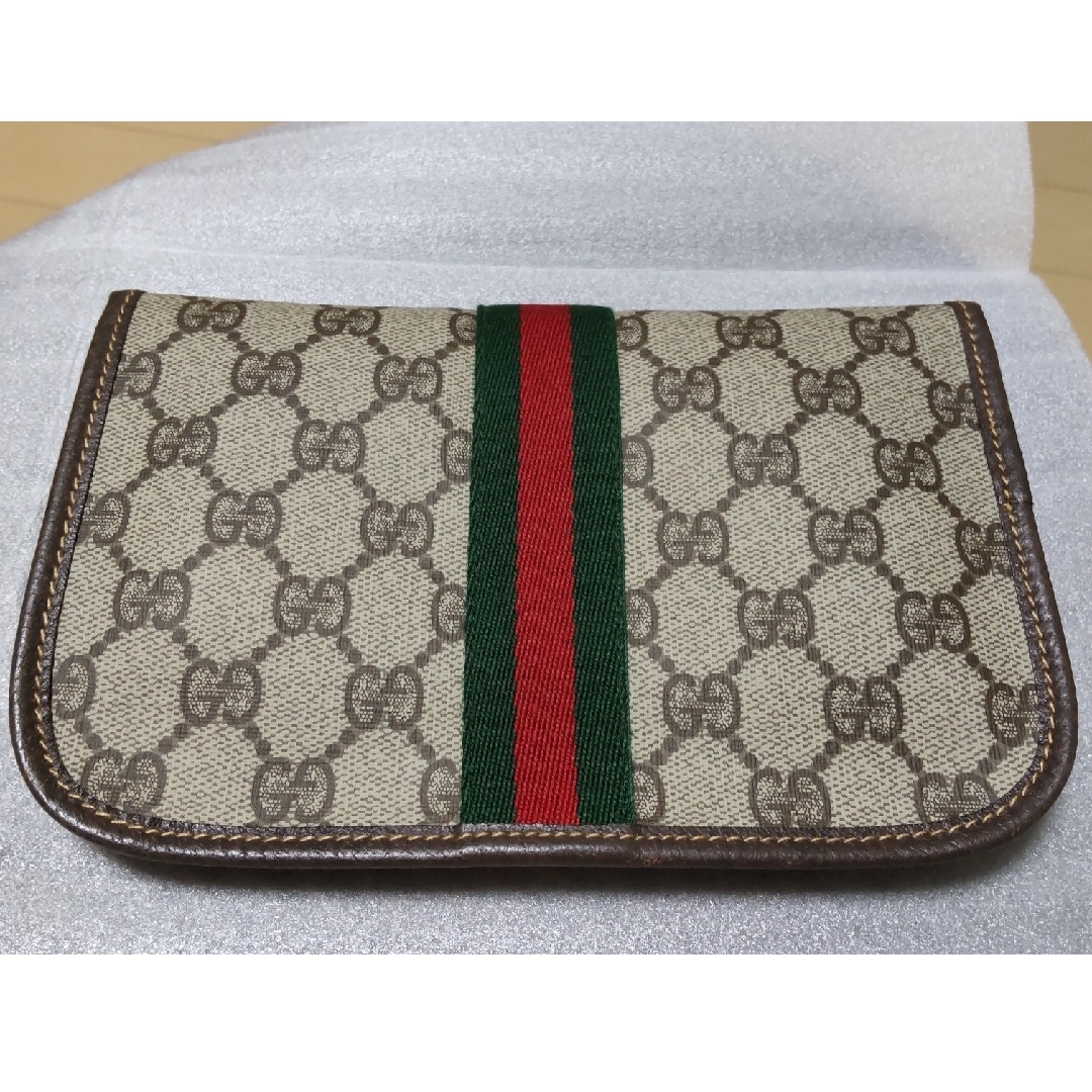 Gucci(グッチ)の【美品】GUCCI  オールドグッチ シェリーライン GG ポーチ ブラウン レディースのファッション小物(ポーチ)の商品写真