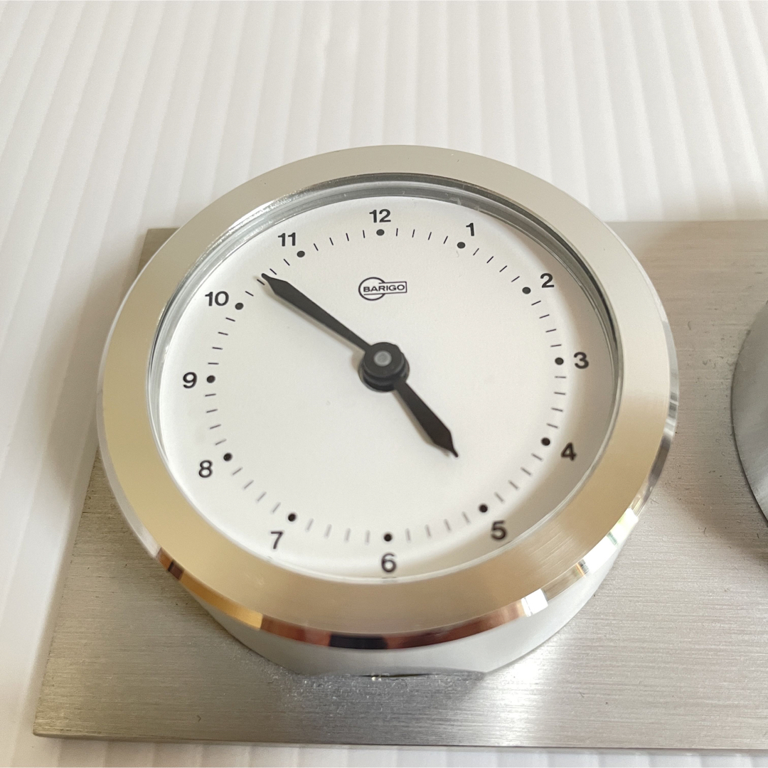 BARIGO(バリゴ)の希少 未使用 バリゴ 時計 置時計 温度計 シルバー 元箱付き ドイツ製 名門 インテリア/住まい/日用品のインテリア小物(置時計)の商品写真